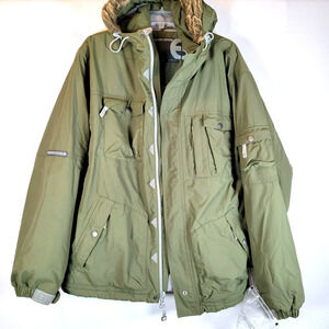 Planet Earth Outerwear Mens Waterproof Hooded Snowboard Jacket Size Medium Green